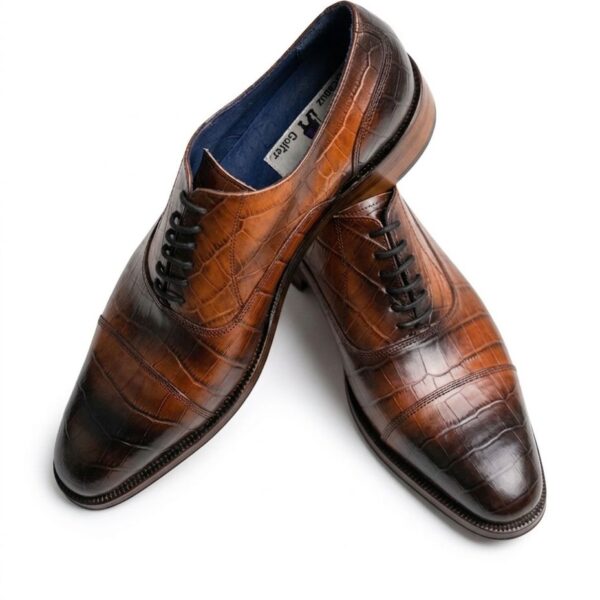 Zapato cuero simil reptil en cuero