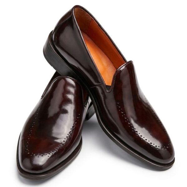 Zapato en cuero alto brillo rubí (Arcabuz Golfer)