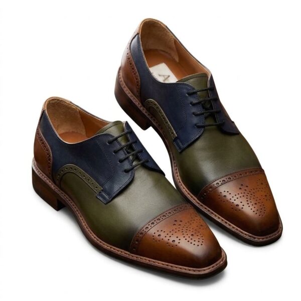 Zapato cuero combinado tricolor (Arcabuz Golfer)