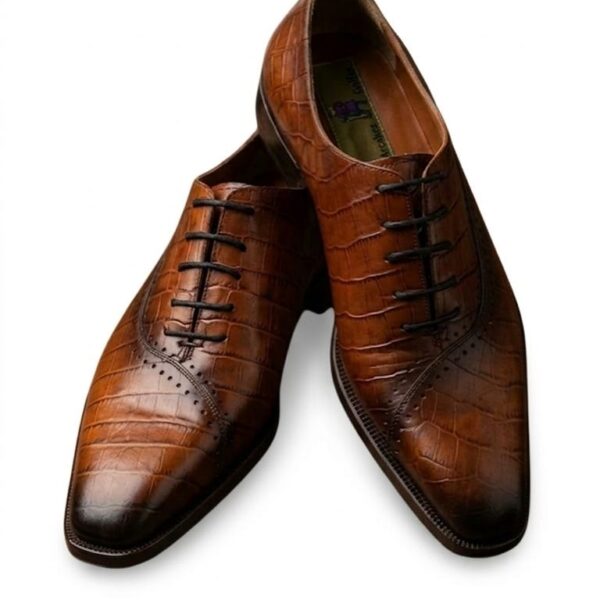 Zapato en cuero crocco (Arcabuz Golfer)